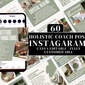 Holistic Coach Instagram Templates: Editable Wellness Posts (Canva)