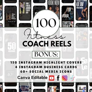 100 canva bewerkbare fitnessrollen: sportschoolmotivatie (digitale download)