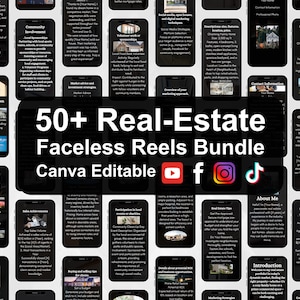 50 Real Estate Reels Template Marketing Social Media Instagram Bundle ,Realtor instagram PostTemplate Canva