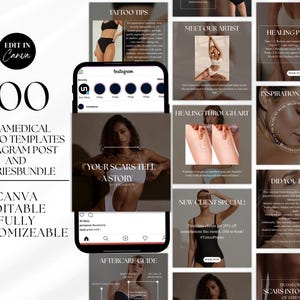 Modello Instagram per tatuaggi paramedici I Instagram con camuffamento cicatrici I Post sui tatuaggi medici I Social media per tatuaggi medici I Tatuatore