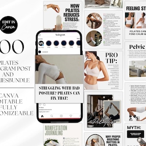 Pilates Instagram Templates | Pilates Instructors Instagram, Pilates Social Media Instagram, Posts Pilates Coach Instagram Posts | Fitness
