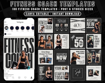 Fitness Coach Instagram Templates: Editable Canva Posts (PDF)