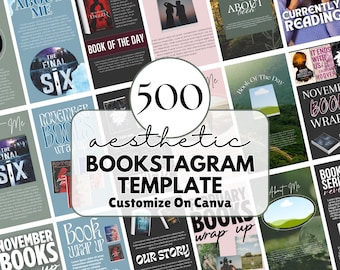 500+ Bookstagram Canva Templates, Book Blogger Review (PDF)