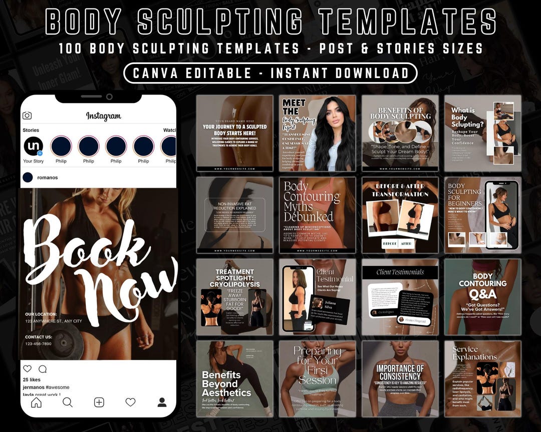 Body Contouring Instagram Template | Body Sculpting Instagram Posts ...