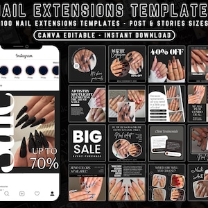 Nail Tech Instagram Templates | Nail Artist Instagram Post | Nail Technician Social Media Posts | Gel Nails Templates | Manicurist posts