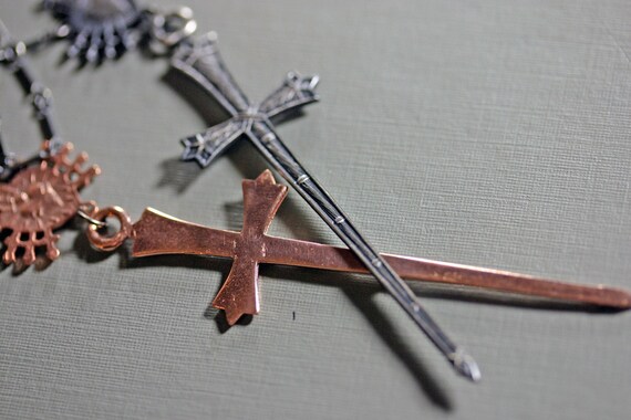 Items similar to suite of swords. tarot necklace. rose gold. on Etsy