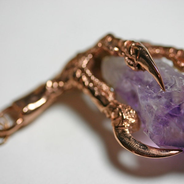 the messenger. rose gold vermeil crow claw & amethyst necklace. limited run.