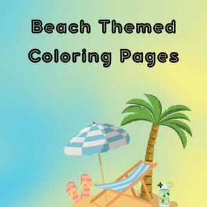 Strand Themen Malseiten || 4 bezaubernde & gemütliche Sommer Designs für Kinder und Erwachsene || Lustige druckbare Kunst || Sofortiger digitaler PDF Download
