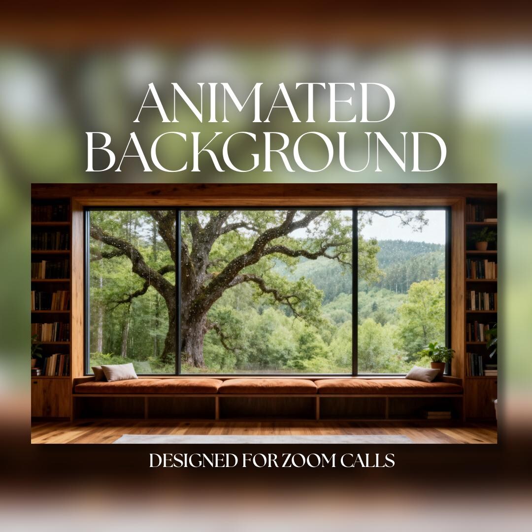 Library Backgrounds Rainy Animated Background | Rainy Forest Library Window View | Professional ...