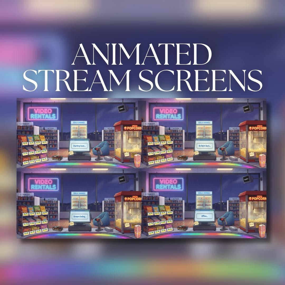 Animated Stream Screens | Retro VHS Video Rental Store Interior ...