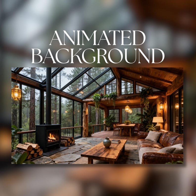 Animated Background | Cozy Glass Cabin in Rainforest | Luxury Forest ...