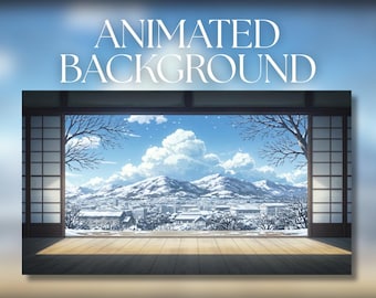 Animated Background | Japanese Room Snowy Mountain View | Winter Countryside Landscape | MP4 Digital Download | AB255