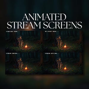 Animerade streamskärmar | Pixel Art Riddare Lägereld Skogskväll | Börjar snart | Är snart tillbaka | Stream slutar | Offline | SS9