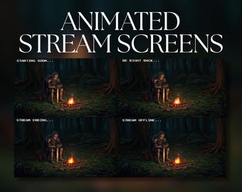 Animated Stream Screens | Pixel Art Knight Campfire Forest Night | Starting Soon | Be Right Back | Stream Ending | Offline | SS9
