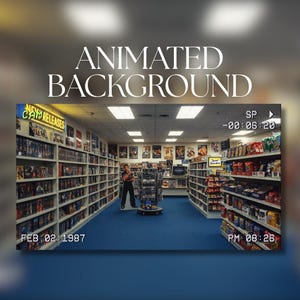 Animierter Hintergrund | 1980er Jahre Videothek Ästhetik | VHS Verleih | Retro-Nostalgie | MP4 Digitaler Download | AB94