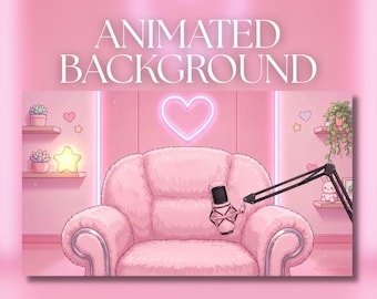 Animated Background | Kawaii Pink Podcast Studio Chair Setup | Cute VTuber Streaming Room | AVT42
