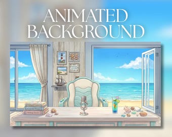 Animated Background | Cozy Coastal Streaming Room | Seaside Beach House Interior | VTuber Streaming Background | AVT38