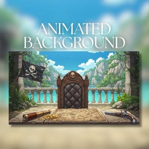 Animated Background | Pirate Captain’s Chair & Treasure Map Table | Tropical Caribbean Cove | VTuber Streaming Background | AVT119