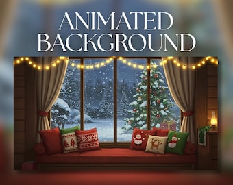アニメーション背景 | 夜のクリスマスおもちゃ屋のショーウィンドウ