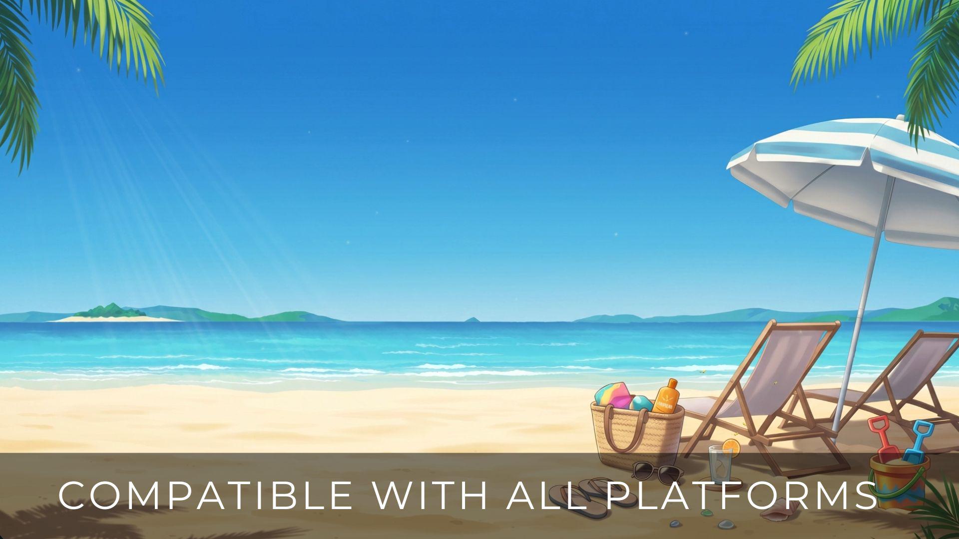 Animated Background | Sunny Beach Scene With Ocean View | Deck Chairs ...