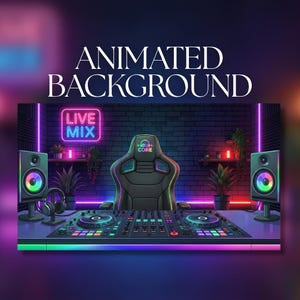 Animated Background | Neon DJ Studio Setup | Live Mix Music Room | VTuber Streaming Background | AVT10