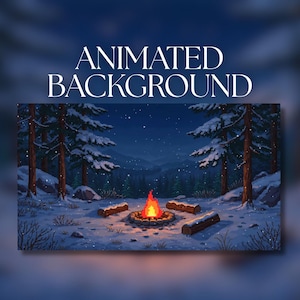 Animated Background | Snowy Pixel Forest | Warm Campfire | Cozy Night in the Woods | MP4 Digital Download for Streaming | AB67