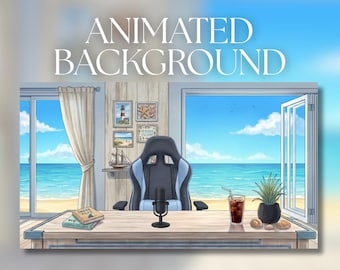 Animated Background | Coastal Gaming Stream Setup | Seaside Beach House Interior | VTuber Streaming Background | AVT39