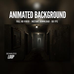 Animated Background | Haunted Hallway with Shadowy Figure | Creepy Horror Ambience | MP4 Digital Download for Streaming | AB285