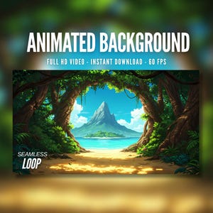 Animated Background | Tropical Island Paradise | Jungle View | Adventurous | Calm Ocean | MP4 Digital Download for Streaming | AB340