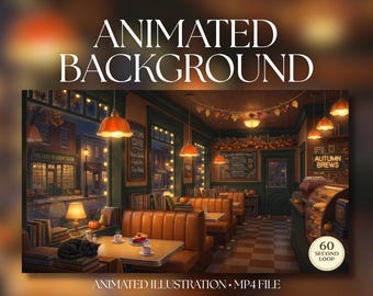 Animated Background | Cozy Autumn Reading Cafe | Warm Coffee Shop Ambience | MP4 Digital Download | 005