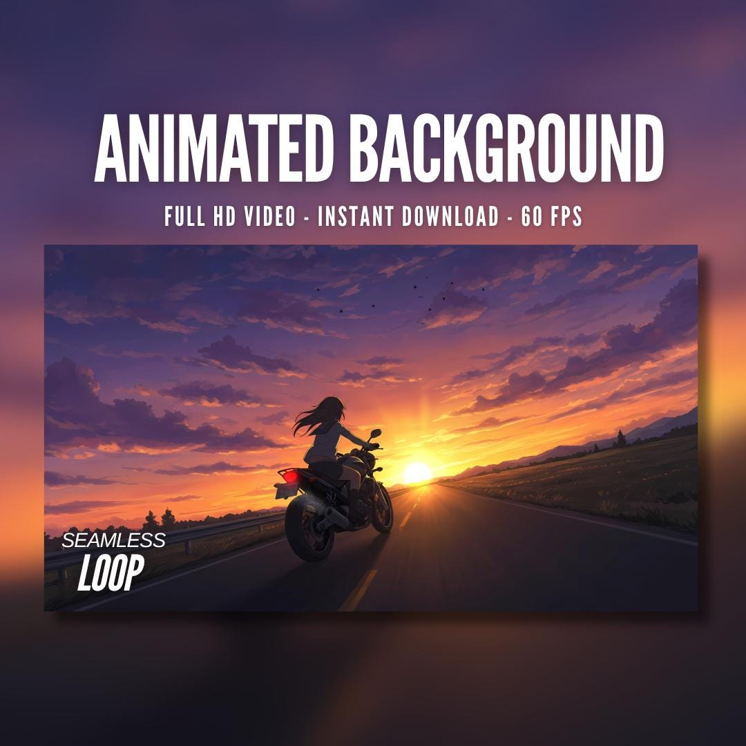 Animated Background | Girl Riding Motorcycle | Sunset Ride | Scenic ...