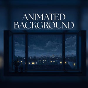 Fondo animado / Vista de la ciudad desde la ventana en una noche lluviosa / Luces urbanas acogedoras / Ventana tranquila / Descarga digital MP4 / AB663