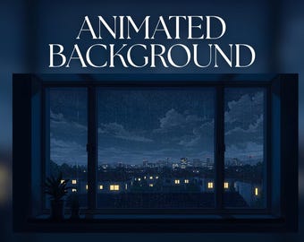 Animated Background | Rainy Night City View from Window | Cozy Urban Lights | Quiet Window | MP4 Digital Download | AB663