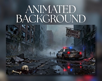 Animated Background | Zombie Outbreak City | Abandoned Police Car | Apocalyptic Street | MP4 Digital Download | AB161