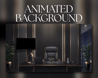 Animated Background | Luxury Executive Office at Night | Black Desk | Leather Chair & City View | MP4 Digital Download | AVT175