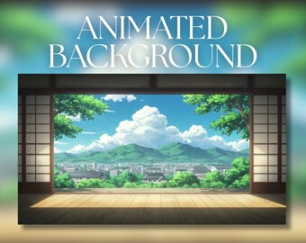 Animated Background | Japanese Room Mountain View | Peaceful Countryside Landscape | MP4 Digital Download | AB244