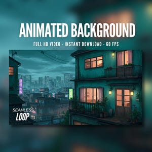 Animated Background | Rainy Night in a Japanese City | Moody Urban Cityscape | MP4 Digital Download for Streaming | AB545