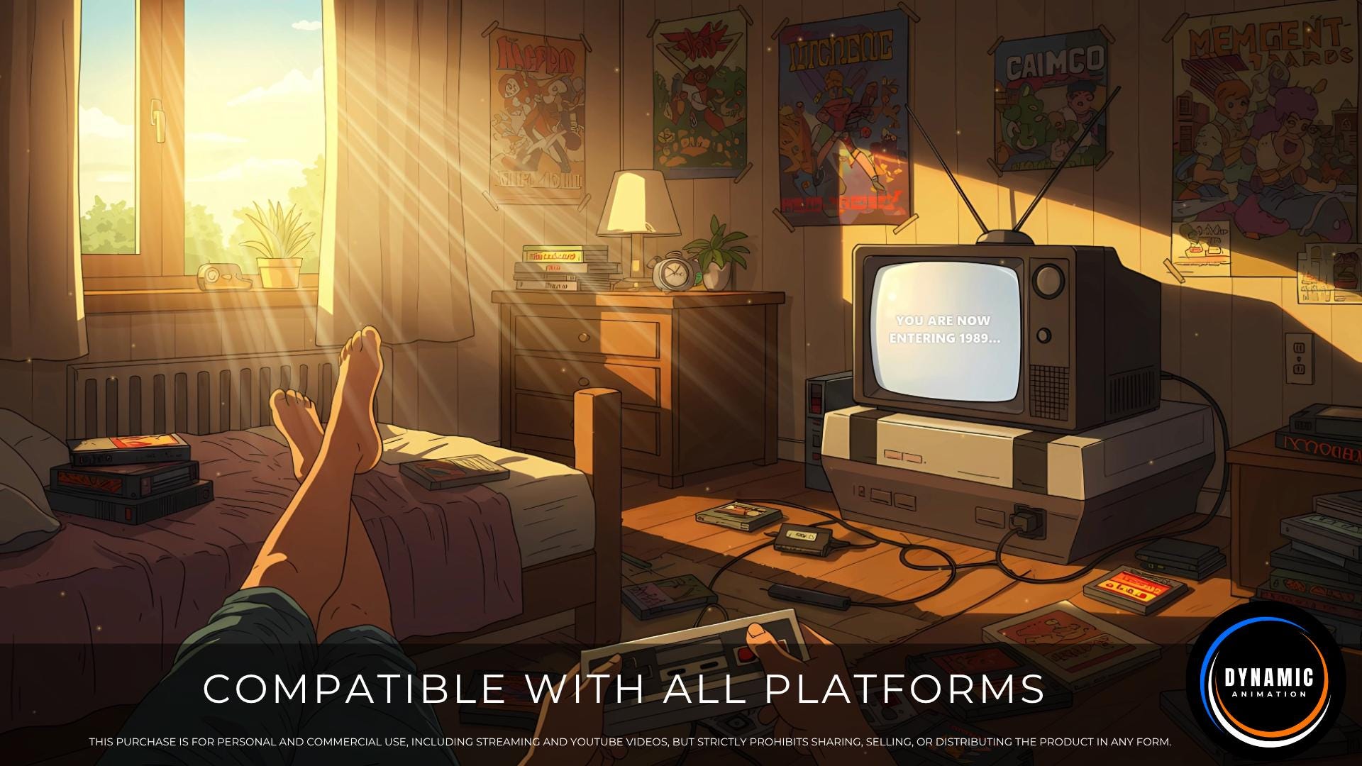 Animated Background | Cozy Retro Gaming Room in 1989 | Warm Sunlight ...