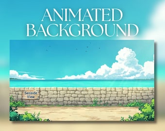Animated Background | Seaside Stone Wall Ocean View | Coastal Summer Scenery | MP4 Digital Download | AB74