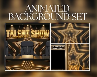 Animated Background | Talent Show Bundle | Gold Judge Panel | Performance Stage & Live Chat Screen | VTuber Streaming Background | AVT34