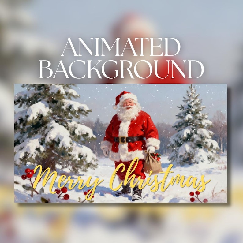 Animated Background | Classic Santa Claus in Snowy Christmas Forest ...