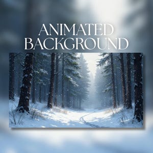 Geanimeerde achtergrond | Vredig winterbospad | Vallende sneeuw en mistig licht | Digitale download | AB62