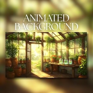 Animated Background | Cozy Anime Greenhouse Interior | Sunlit Garden Room with Plants | MP4 Digital Download | AB128