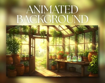 Arrière-plan animé | Intérieur de serre anime confortable | Salon de jardin ensoleillé avec plantes | Téléchargement numérique MP4 | AB128