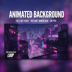 Animated Background | Cyberpunk City | Futuristic Neon Metropolis at Night | MP4 Digital Download for Streaming | AB447