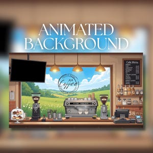 Animated Background | Cozy Coffee Shop Interior with Barista Counter & Espresso Machine | Window View | VTuber Streaming Background | AVT19