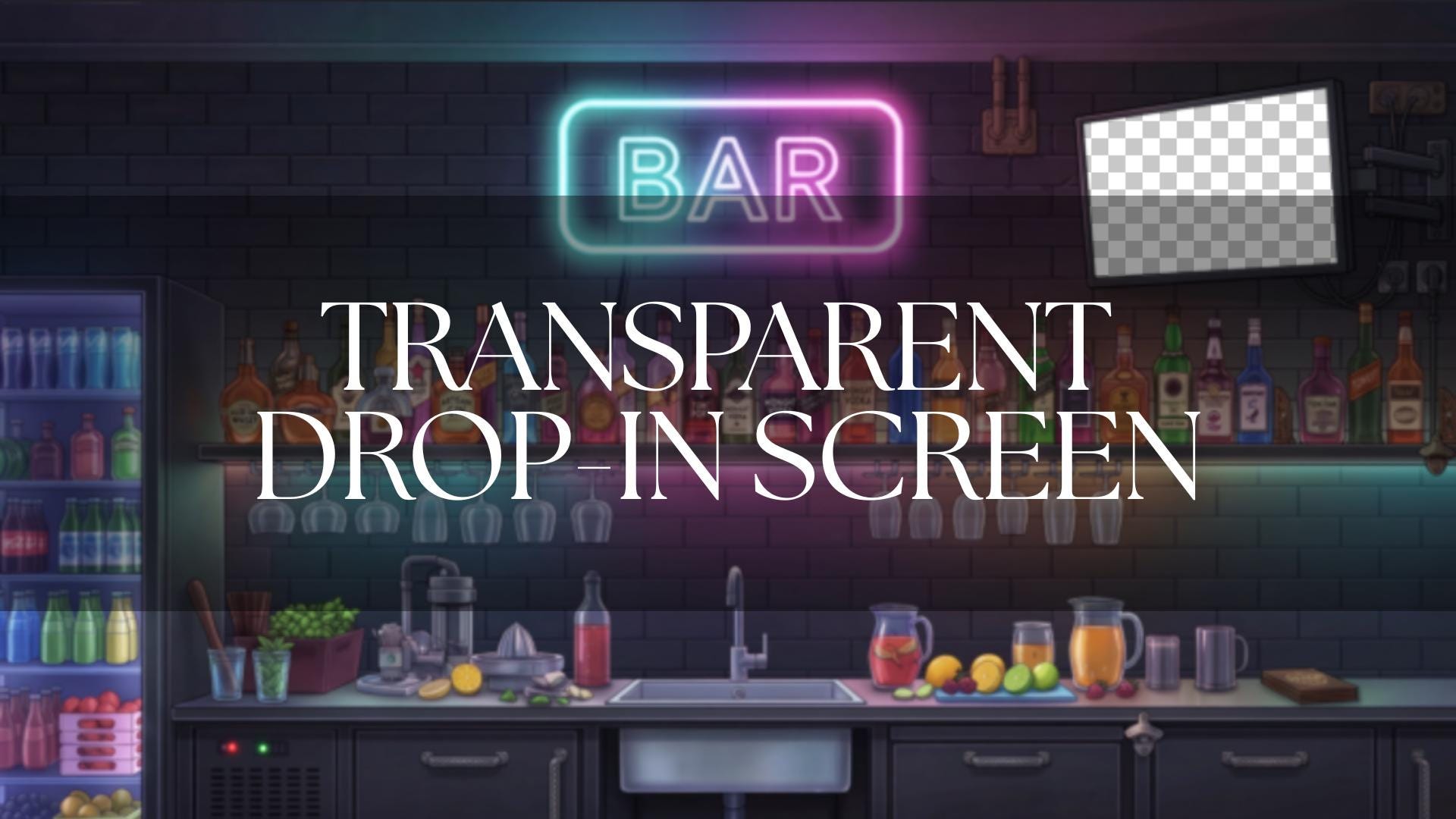 Animated Background | Neon Cocktail Bar Interior With Colorful Bottle ...