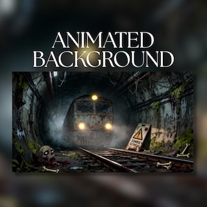 Fondo animado / Túnel de metro abandonado con señal de brote zombi / Ambiente de terror oscuro / Descarga digital MP4 / AB357