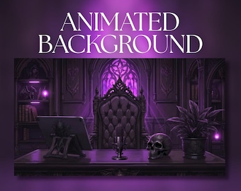 Animated Background | Purple Gothic Vampire Desk Studio & Throne Room | VTuber Streaming Background | AVT76