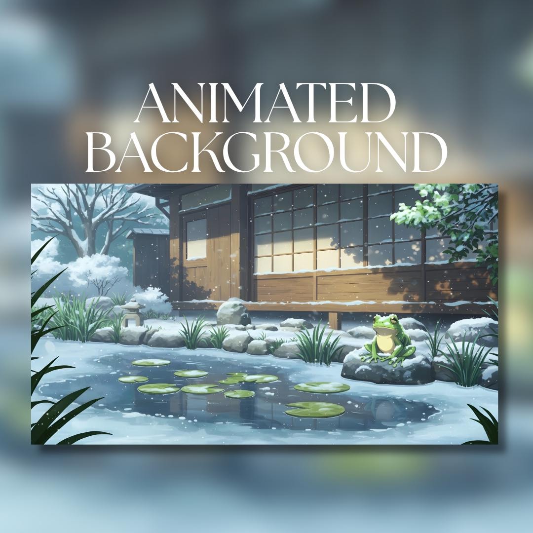 Animated Background | Snowy Japanese Garden Pond With Frog | Peaceful ...